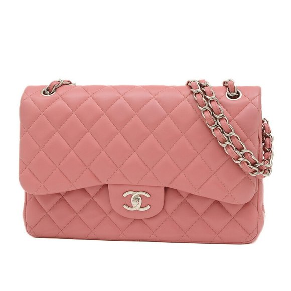 CHANEL Handbags - CHANEL Matelasse Double Chain Shoulder Bag Lambskin Pink A58600